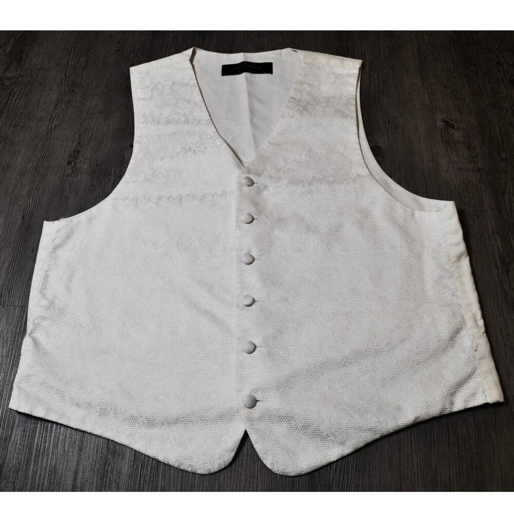 Bill Blass Signature White Paisley Formal Dress Vest Men's Large Vintage